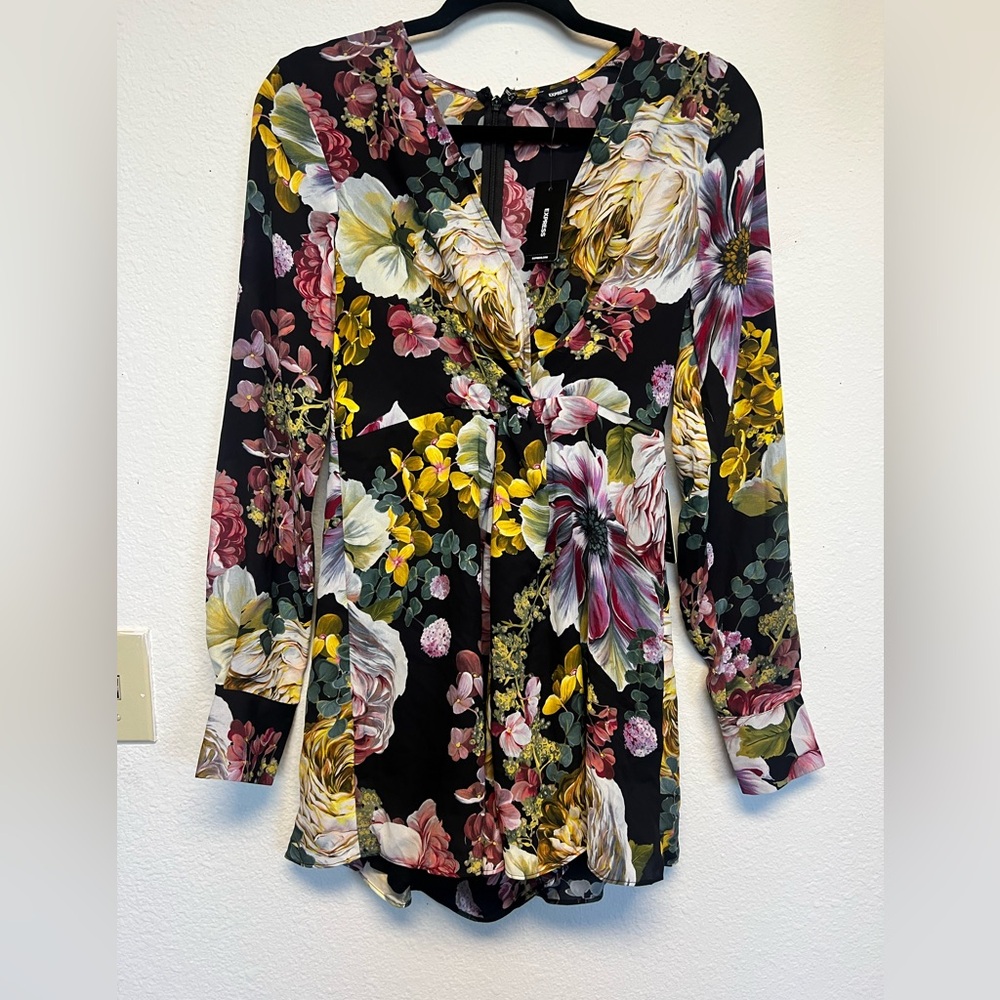 Express Floral V neck jumpsuit